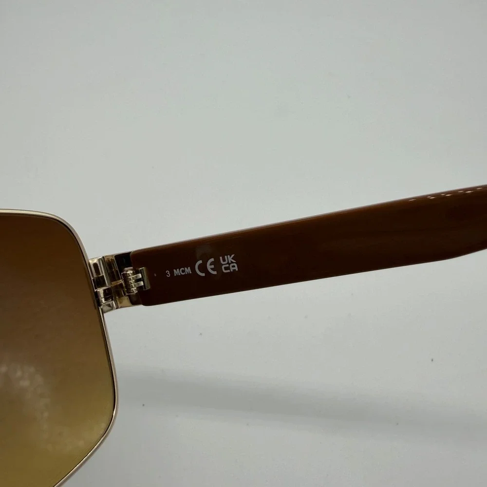MCM MW0008 32F Gold Brown Square Navigator Sunglasses with Crossbody Case New